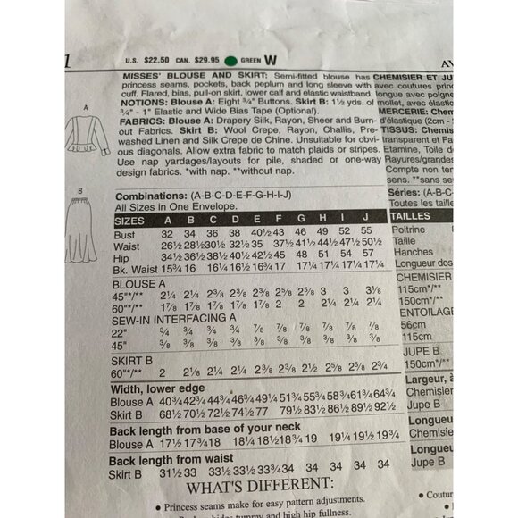 Vogue Misses Blouse Top Skirt Sewing Pattern V2911 Sz one size - Uncut - Picture 6 of 9